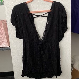 black and gold bathing suit cover